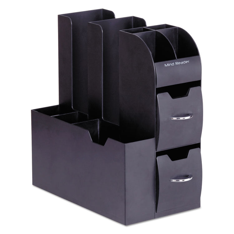 Mind Reader Coffee Condiment Caddy Organizer, 10 Compartments, 5.4 x 11 x 12.6, Black (EMSCAD01BLK) Each