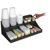 Mind Reader 11-Compartment Coffee Condiment Organizer, 18.25 x 6.63 x 9.78, Black (EMSCOMORGBLK) Each