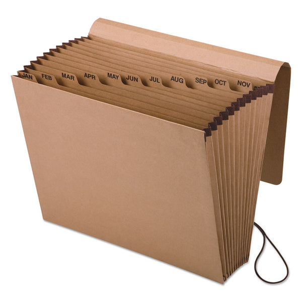 Pendaflex® Kraft Indexed Expanding File, 12 Sections, Elastic Cord Closure, 1/12-Cut Tabs, Letter Size, Brown (PFXK17MOX) Each