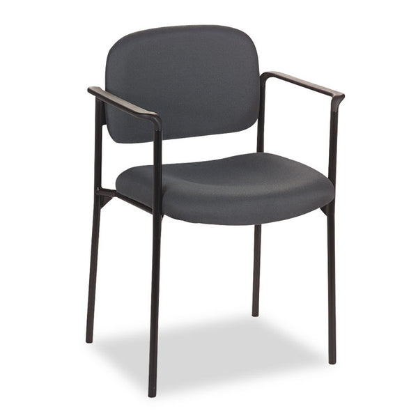 HON® VL616 Stacking Guest Chair with Arms, Fabric Upholstery, 23.25" x 21" x 32.75", Charcoal Seat, Charcoal Back, Black Base (BSXVL616VA19)