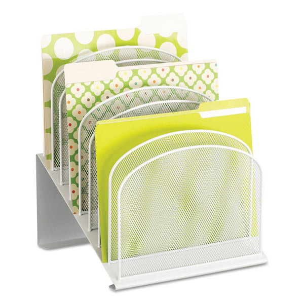 Safco® Onyx Mesh Desk Organizer with Tiered Sections, 8 Sections, Letter to Legal Size Files, 11.75" x 10.75" x 14", White (SAF3258WH) Each
