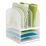 Safco® Onyx Mesh Desk Organizer with Five Vertical and Three Horizontal Sections, Letter Size Files, 11.5" x 9.5" x 13", White (SAF3266WH)