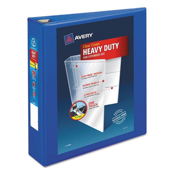 Avery® Heavy-Duty View Binder with DuraHinge and One Touch EZD Rings, 3 Rings, 2" Capacity, 11 x 8.5, Pacific Blue (AVE79778)