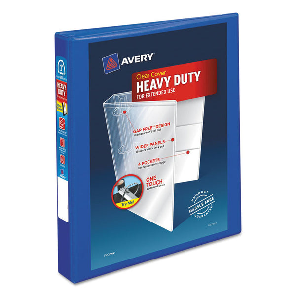 Avery® Heavy-Duty View Binder with DuraHinge and One Touch EZD Rings, 3 Rings, 1" Capacity, 11 x 8.5, Pacific Blue (AVE79772)