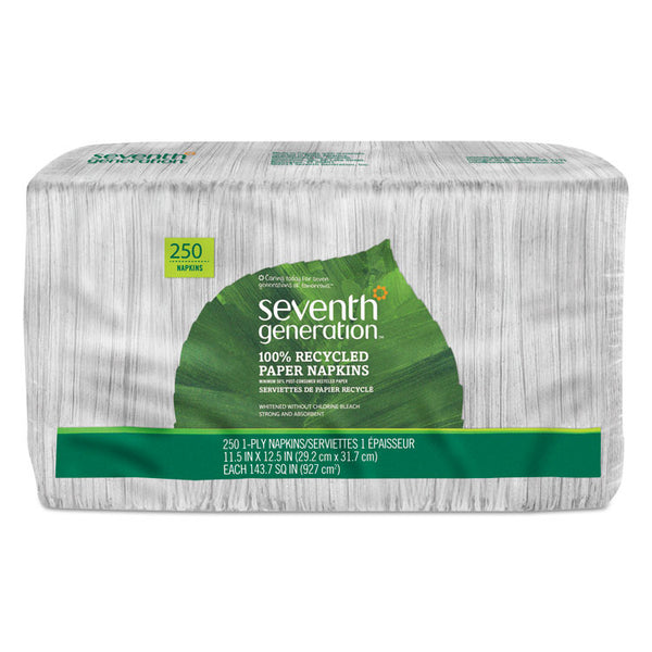 Seventh Generation® 100% Recycled Napkins, 1-Ply, 11 1/2 x 12 1/2, White, 250/Pack (SEV13713PK)