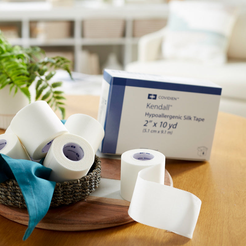 Kendall™ Hypoallergenic Silk Hypoallergenic Medical Tape White 2 Inch X 10 Yard Silk-Like Cloth NonSterile (696202_EA) 1/EA