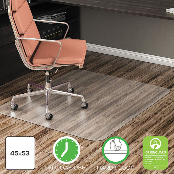 deflecto® EconoMat All Day Use Chair Mat for Hard Floors, Rolled Packed, 45 x 53, Clear (DEFCM21242COM)