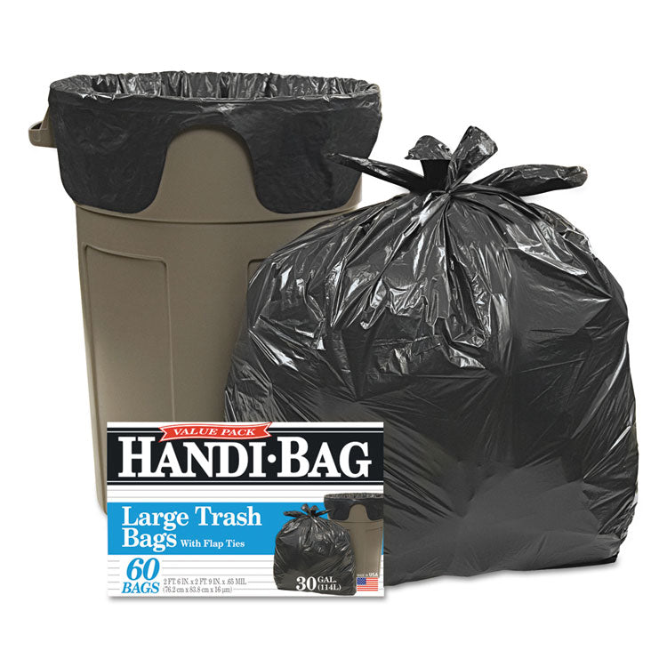 Handi-Bag® Super Value Pack, 30 gal, 0.65 mil, 30" x 33", Black, 60/Box (WBIHAB6FT60) Box of 60