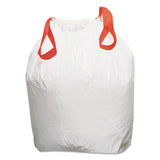 Draw 'n Tie® Heavy-Duty Trash Bags, 13 gal, 0.9 mil, 24.5" x 27.38", White, 50 Bags/Roll, 4 Rolls/Box (WBI1DK200)