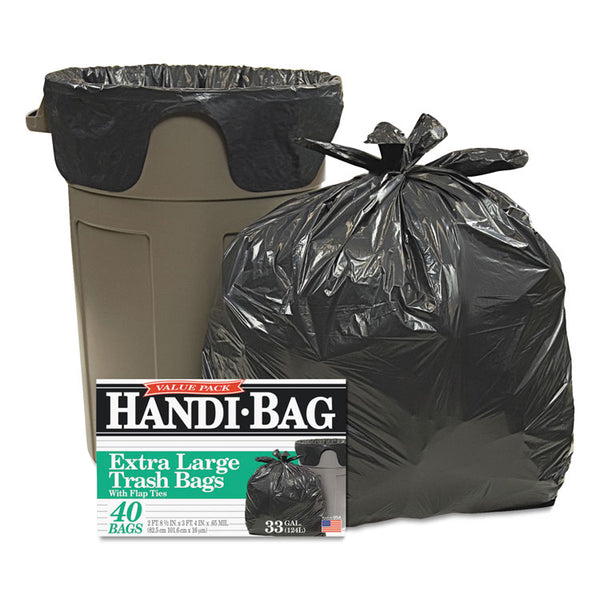 Handi-Bag® Super Value Pack, 33 gal, 0.65 mil, 32.5" x 40", Black, 40/Box (WBIHAB6FTL40) Box of 40