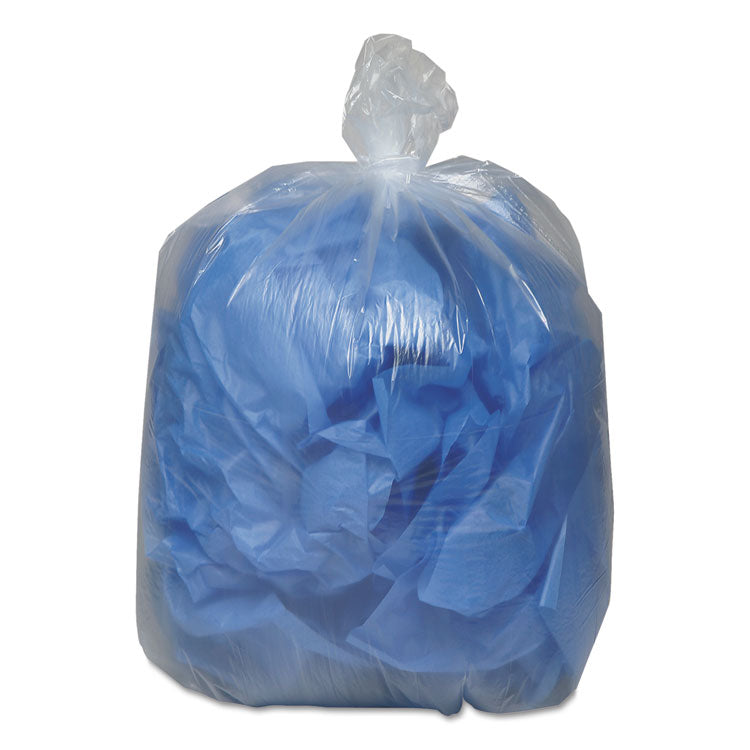 Earthsense® Commercial Linear Low Density Clear Recycled Can Liners, 33 gal, 1.25 mil, 33" x 39", Clear, 10 Bags/Roll, 10 Rolls/Carton (WBIRNW4015C) Case of 100
