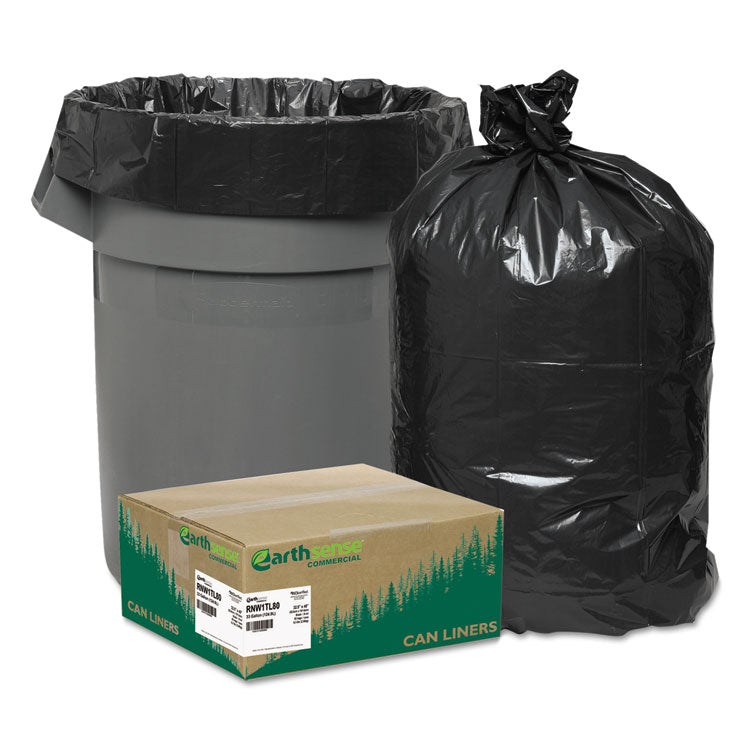 Earthsense® Commercial Linear Low Density Large Trash and Yard Bags, 33 gal, 0.9 mil, 32.5" x 40", Black, 80/Carton (WBIRNW1TL80) Case of 80