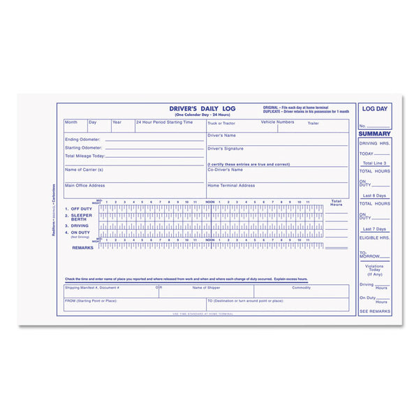 Rediform® Driver's Daily Log Book, Two-Part Carbonless, 8.75 x 5.38, 31 Forms Total (REDS5031NCL) Each