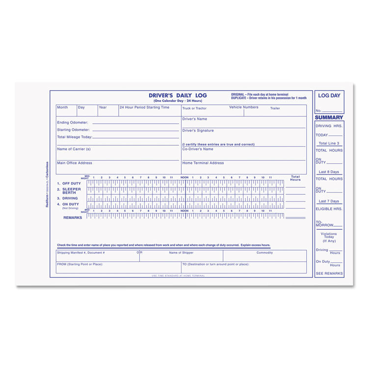 Rediform® Driver's Daily Log Book, Two-Part Carbonless, 8.75 x 5.38, 31 Forms Total (REDS5031NCL) Each