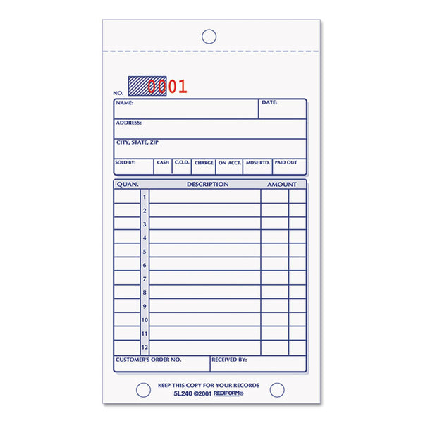 Rediform® Sales Book, 12 Lines, Two-Part Carbonless, 3.63 x 6.38, 50 Forms Total (RED5L240) Each