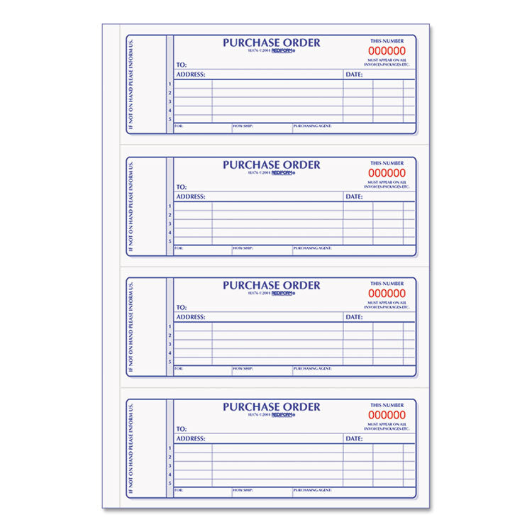 Rediform® Purchase Order Book, 5 Lines, Two-Part Carbonless, 7 x 2.75, 4 Forms/Sheet, 400 Forms Total (RED1L176) Each