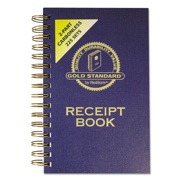 Rediform® Gold Standard Money Receipt Book, Two-Part Carbonless, 5 x 2.75, 3 Forms/Sheet, 225 Forms Total (RED8L829) Each