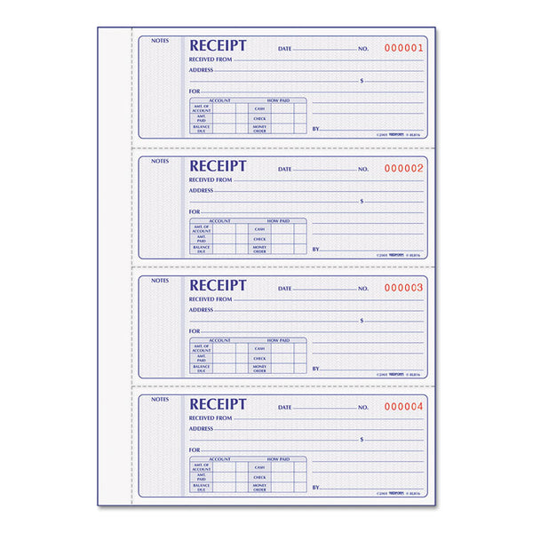 Rediform® Receipt Book, Two-Part Carbonless, 7 x 2.75, 4 Forms/Sheet, 400 Forms Total (RED8L816) Each