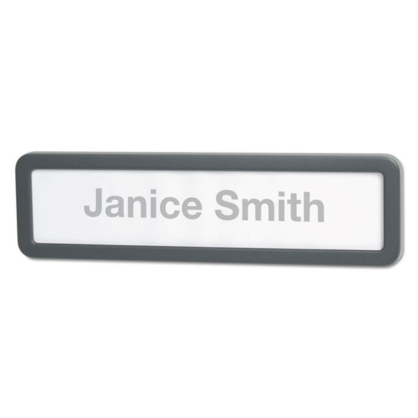 Universal® Recycled Cubicle Nameplate with Rounded Corners, 9 x 2.5, Charcoal (UNV08223)