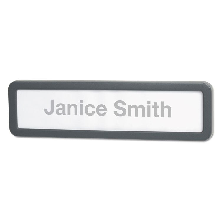 Universal® Recycled Cubicle Nameplate with Rounded Corners, 9 x 2.5, Charcoal (UNV08223)