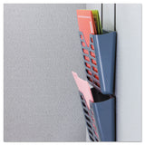 Universal® Recycled Plastic Cubicle Triple File Pocket, Cubicle Pins Mount, 13.5 x 4.75 x 28, Charcoal (UNV08163) Pack of 3