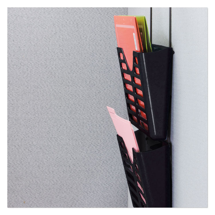 Officemate VerticalMate Cubicle Wall File Pocket, 3 Sections, Letter Size, 13.5" x 6" x 28", Charcoal, 3/Pack (OIC29314) Pack of 3