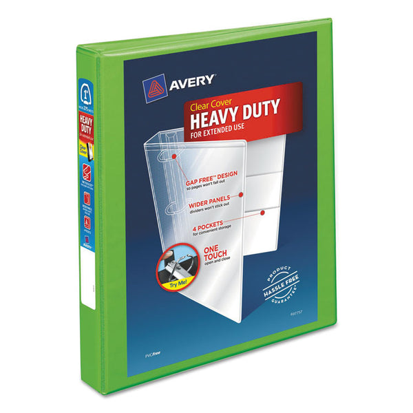 Avery® Heavy-Duty View Binder with DuraHinge and One Touch EZD Rings, 3 Rings, 1" Capacity, 11 x 8.5, Chartreuse (AVE79770)