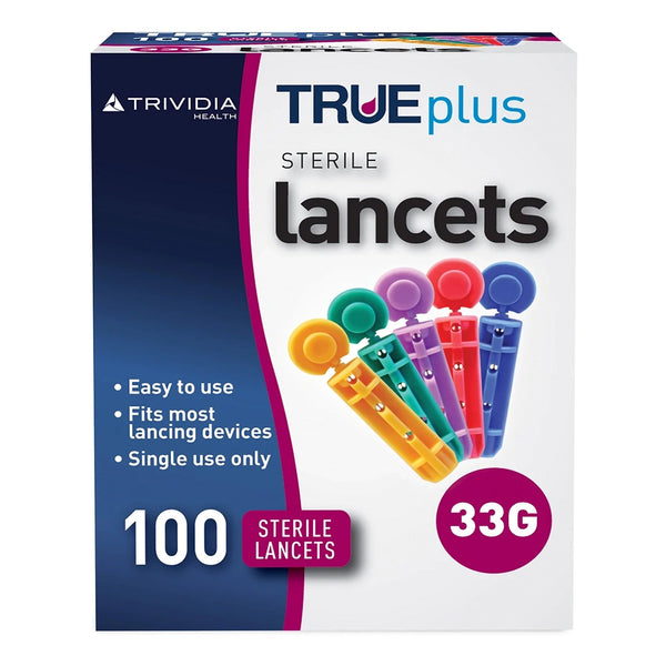 TRUEplus™ Lancet for Lancing Device 33 Gauge Non-Safety Twist Off Cap Finger (1049459_BX) 100/BX