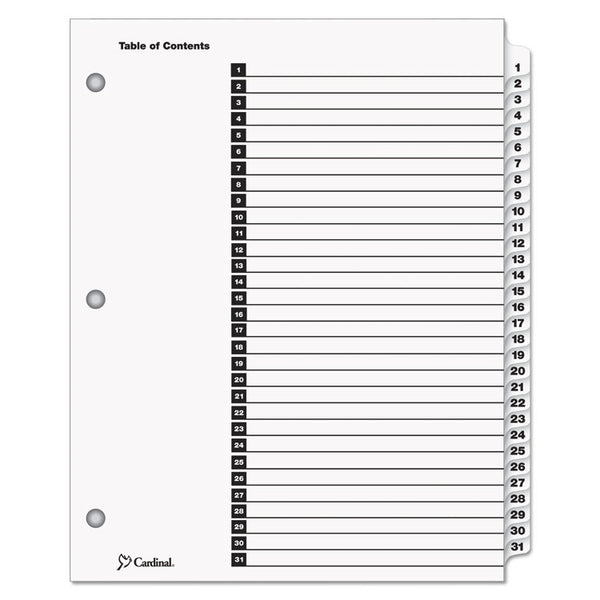 Cardinal® OneStep Printable Table of Contents and Dividers, 31-Tab, 1 to 31, 11 x 8.5, White, White Tabs, 1 Set (CRD60113)