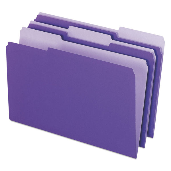 Pendaflex® Interior File Folders, 1/3-Cut Tabs: Assorted, Legal Size, Violet, 100/Box (PFX435013VIO) Box of 100