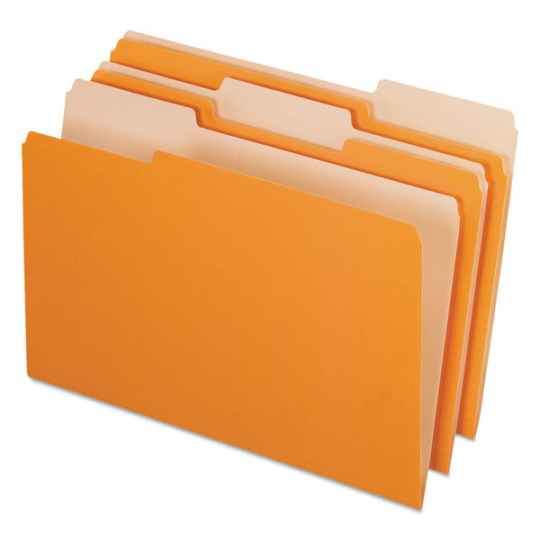 Pendaflex® Interior File Folders, 1/3-Cut Tabs: Assorted, Legal Size, Orange, 100/Box (PFX435013ORA) Box of 100