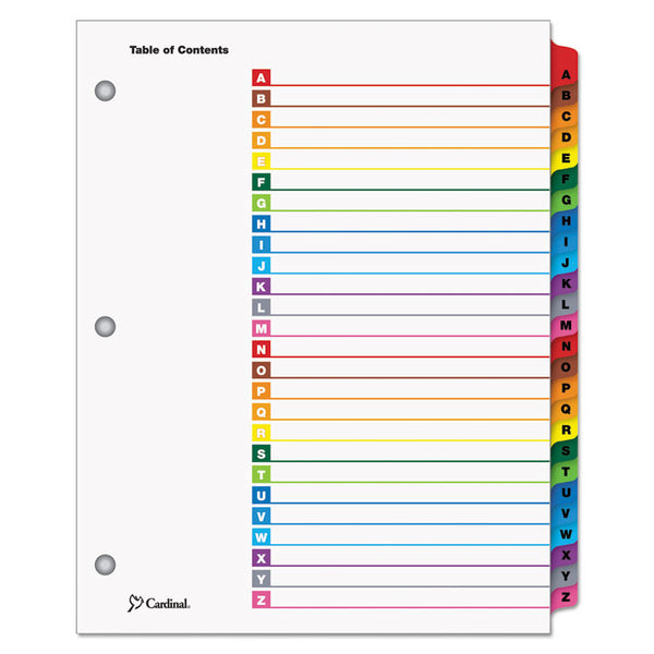 Cardinal® OneStep Printable Table of Contents and Dividers, 26-Tab, A to Z, 11 x 8.5, White, Assorted Tabs, 1 Set (CRD60218)