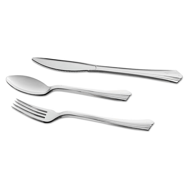 WNA Reflections Heavyweight Plastic Utensils, Fork, Silver, 7", 40/pack (WNAREF320FKPK)