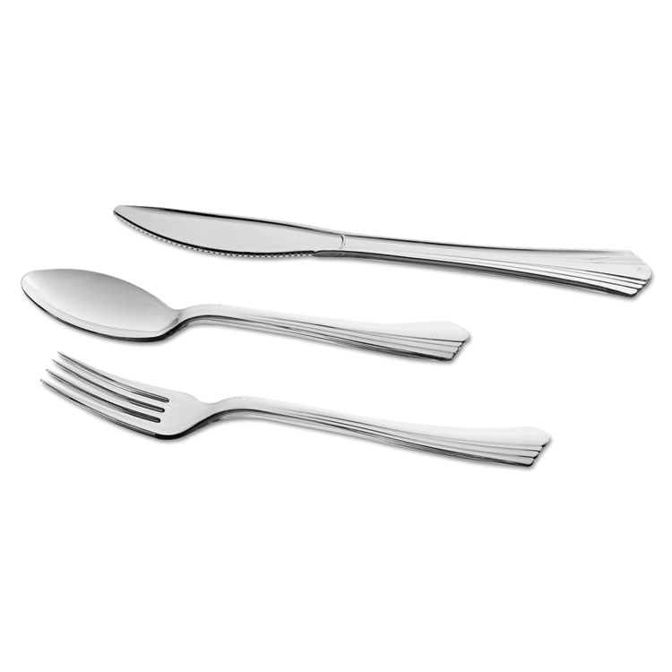 WNA Reflections Heavyweight Plastic Utensils, Fork, Silver, 7", 40/pack (WNAREF320FKPK) Pack of 40