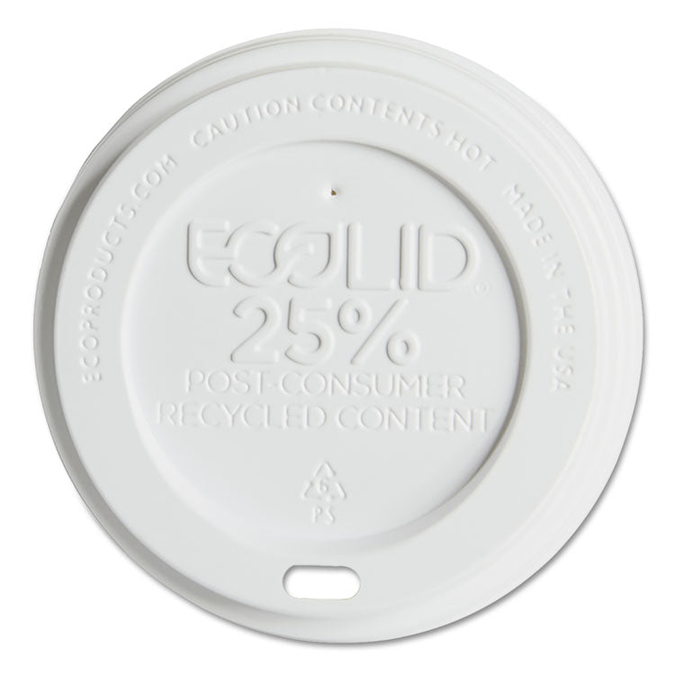 Eco-Products® EcoLid 25% Recycled Content Hot Cup Lid, White, Fits 10 oz to 20 oz Cups, 100/Pack, 10 Packs/Carton (ECOEPHL16WR)