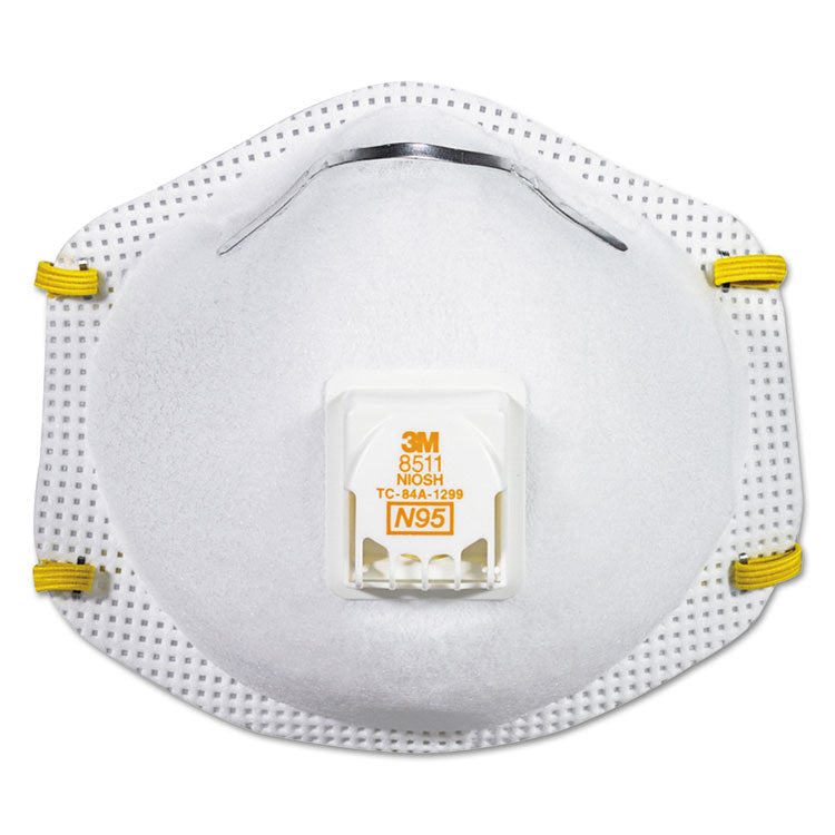 3M™ Particulate Respirator w/Cool Flow Exhalation Valve, Standard Size, 10/Box (MMM8511) Box of 10