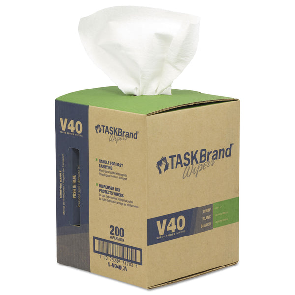 HOSPECO Taskbrand V40 Heavy Weight Drc Wipers, White, 10 X 12, 200/roll, 1 Roll/carton (HOSNV040CGW) 1 Roll