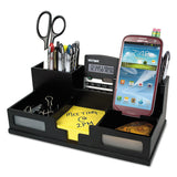 Victor® Midnight Black Desk Organizer with Smartphone Holder, 6 Compartments, Wood, 10.5 x 5.5 x 4 (VCT95255) Each