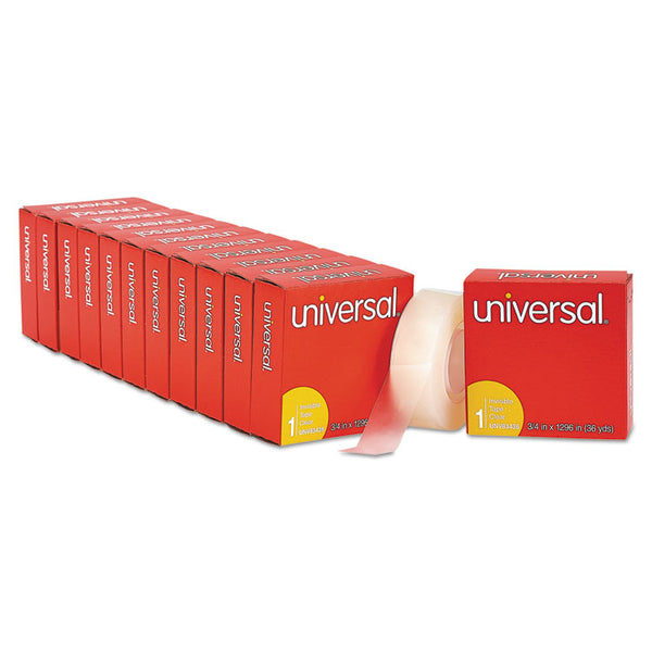 Universal® Invisible Tape, 1" Core, 0.75" x 36 yds, Clear, 12/Pack (UNV83436VP)