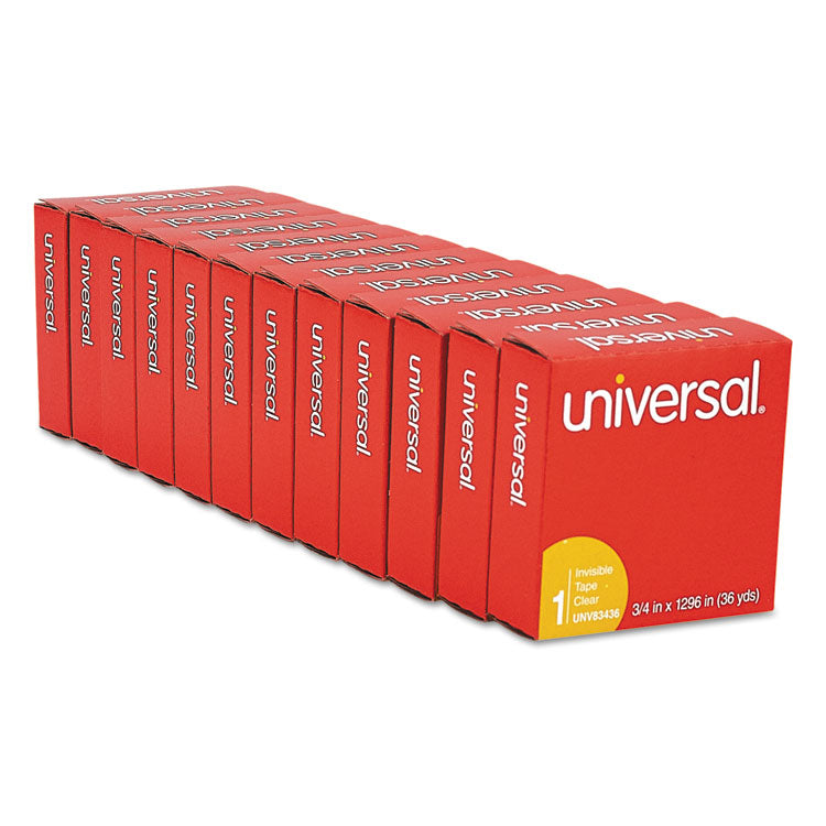 Universal® Invisible Tape, 1" Core, 0.75" x 36 yds, Clear, 12/Pack (UNV83436VP)