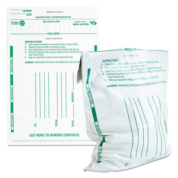 Quality Park™ Poly Night Deposit Bags with Tear-Off Receipt, 10 x 13, White, 100/Pack (QUA45228)