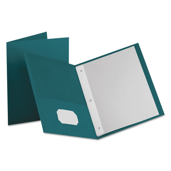 Oxford™ Twin-Pocket Folders with 3 Fasteners, 0.5" Capacity, 11 x 8.5, Teal, 25/Box (OXF57755)