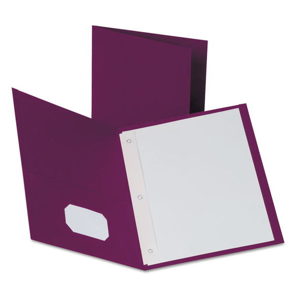 Oxford™ Twin-Pocket Folders with 3 Fasteners, 0.5" Capacity, 11 x 8.5, Burgundy, 25/Box (OXF57757)
