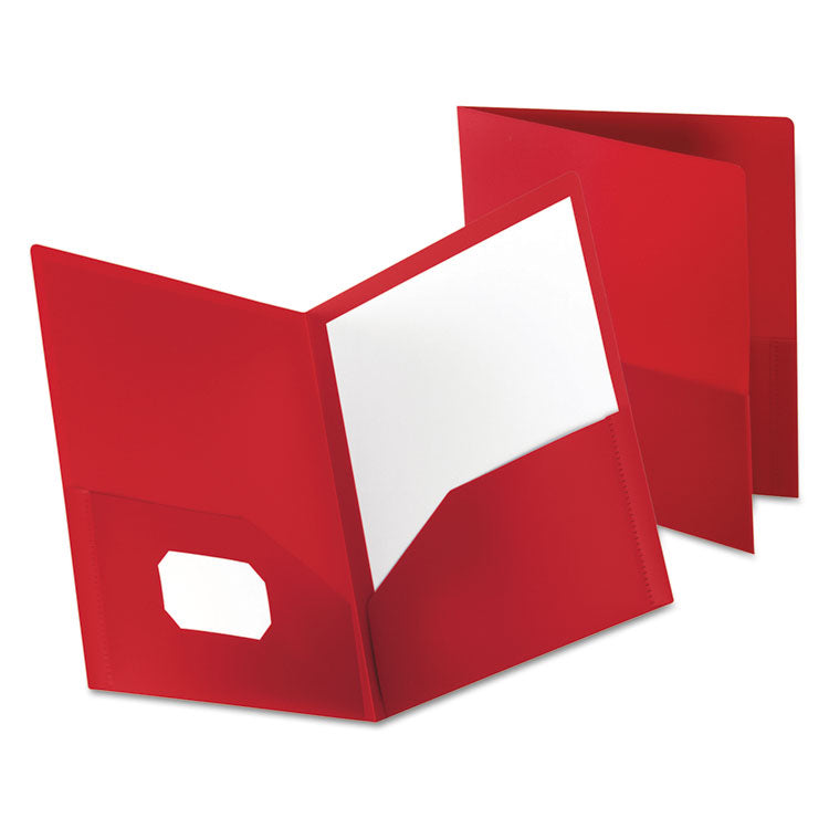 Oxford™ Poly Twin-Pocket Folder, 100-Sheet Capacity, 11 x 8.5, Opaque Red (OXF57411)