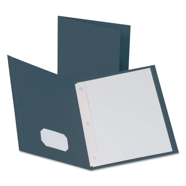 Oxford™ Twin-Pocket Folders with 3 Fasteners, 0.5" Capacity, 11 x 8.5, Dark Blue, 25/Box (OXF57738)