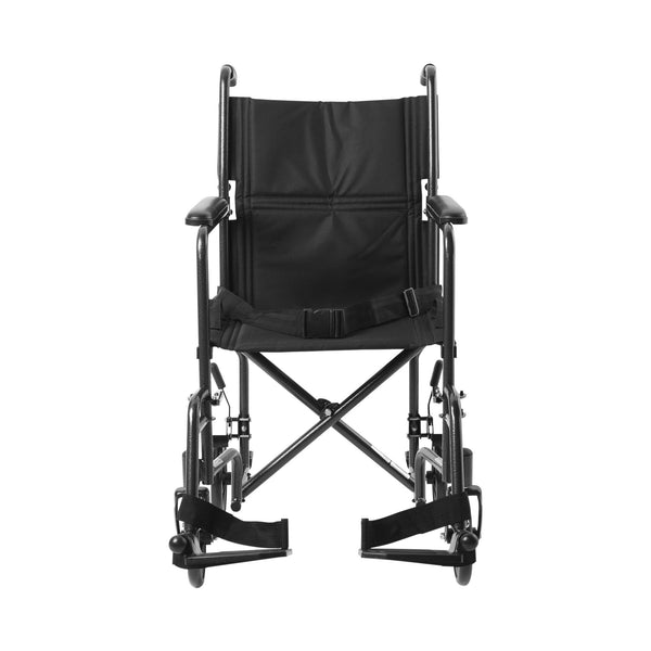 McKesson Transport Chair 19 Inch Seat Width Full Length Arm Swing-Away Footrest Steel Frame with Silver Vein Finish (1065255_EA) 1/EA