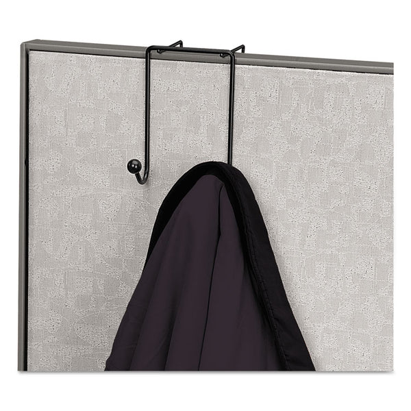 Fellowes® Partition Additions Wire Double-Garment Hook, 4 x 5.13 x 6, Over-the Panel Mount,  Black (FEL75510)