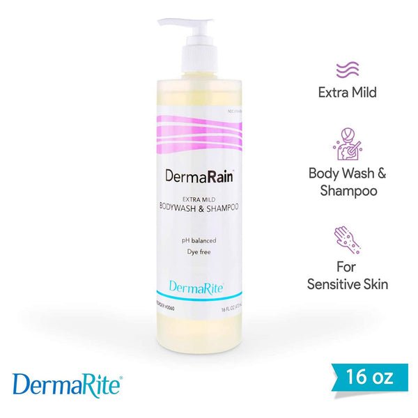 DermaRain® Shampoo and Body Wash 16 oz. Pump Bottle Scented (670718_EA) 1/EA