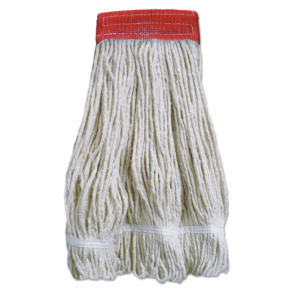 Boardwalk® Wideband Looped-End Mop Heads, 20 oz, Natural w/Red Band, 12/Carton (BWK5320FTBNBTCT)