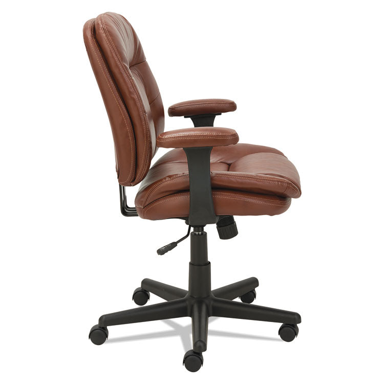 OIF Swivel/Tilt Bonded Leather Task Chair, Supports 250 lb, 16.93" to 20.67" Seat Height, Chestnut Brown Seat/Back, Black Base (OIFST4859)